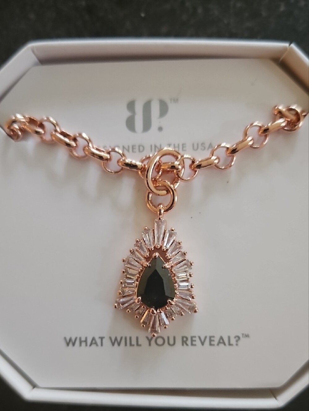 Bomb Party Pendant Necklace Black Onyx Rose Gold Plated